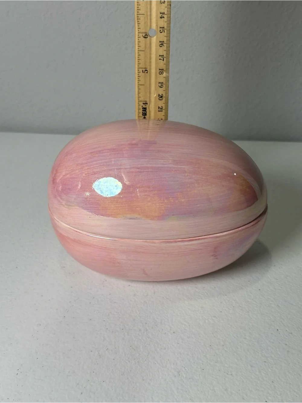 Pink Iridescent Oval Jewelry Trinket Box - Elegant Small Storage